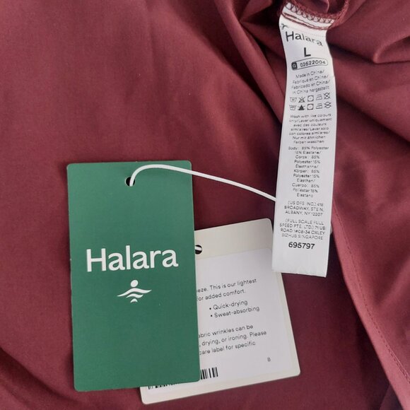 Halara Breezeful Midi Dress Burgundy Large V Neck Cap Sleeves Tie Back Pockets - Picture 6 of 11